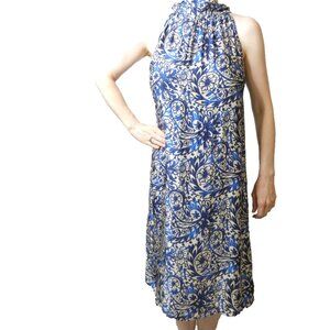 Summer Silk Long Dress Size M Sleeveless Satin OOAK Gorgeous Statement UK